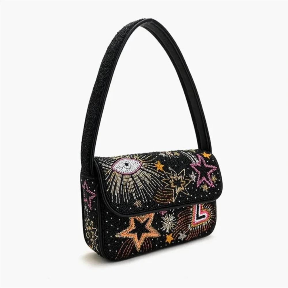 America & Beyond Evil Eye Hearts Stars Beaded Shoulder Bag Tik Tok Viral NWT - Picture 3 of 13